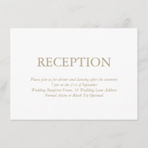 Eleganter weißes Goldhochzeits-Empfang Begleitkarte