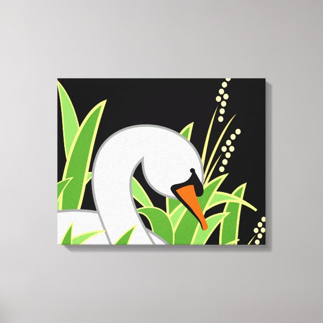 Eleganter Weißschwan Leinwanddruck (Vorderseite)