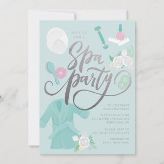 Eleganter Wellness-Center Party Einladung Blau mit