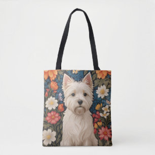 Eleganter West Highland Terrier Farbige Blumenmust