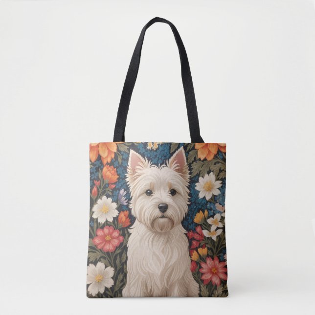 Eleganter West Highland Terrier Farbige Blumenmust (Vorderseite)