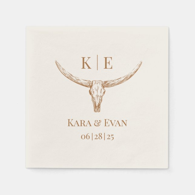 Eleganter Western Hochzeit Personalisiert Napkins Serviette (Vorderseite)