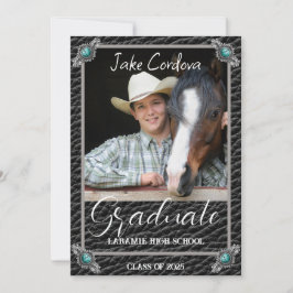 Eleganter Western Style Leather Foto Abschluss Inv Einladung