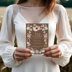 Eleganter Western Watercolor Blumencowboy Hochzeit Einladung