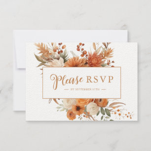 Eleganter Whimsical Fall Floral Botanische Hochzei RSVP Karte