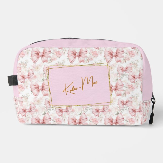 *Eleganter Whimsical Personalisiert Coquette Bow Waschbeutel (Vorderseite)