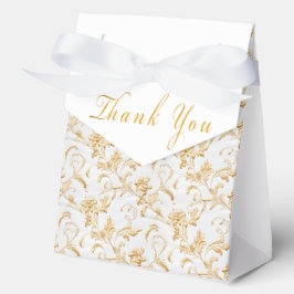 Eleganter White and Gold Damask Geschenkschachtel