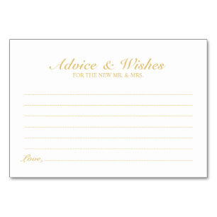 Eleganter White and Gold Wedding Advice und Wünsch Tischnummer