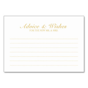Eleganter White and Gold Wedding Advice und Wünsch Tischnummer