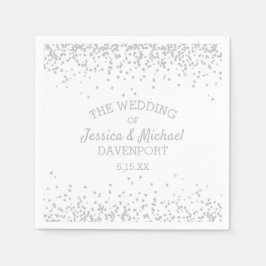 Eleganter White and Silver Glitzer Hochzeitsempfan Serviette