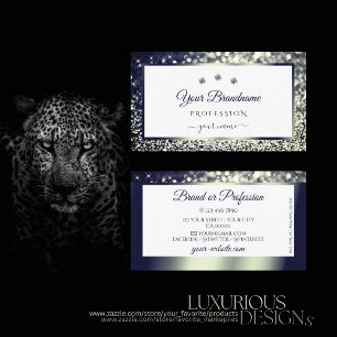 Eleganter White Blue Silver Ombre Sparkle Glitzer Visitenkarte