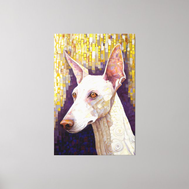 Eleganter White Dog Mosaic Gold Klimt Style Leinwanddruck (Vorderseite)