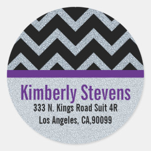 Eleganter White Glitzer Black Zickzack Gold Akzent Runder Aufkleber