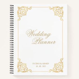 Eleganter White Gold Islamischer Hochzeitsplaner Notizbuch