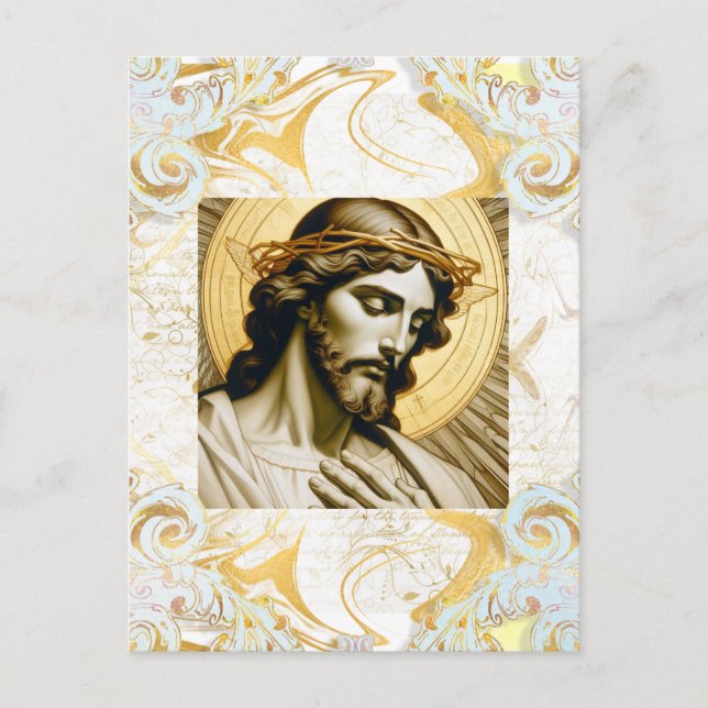 Eleganter White & Gold Jesus Inspiration Christlic Postkarte (Vorderseite)