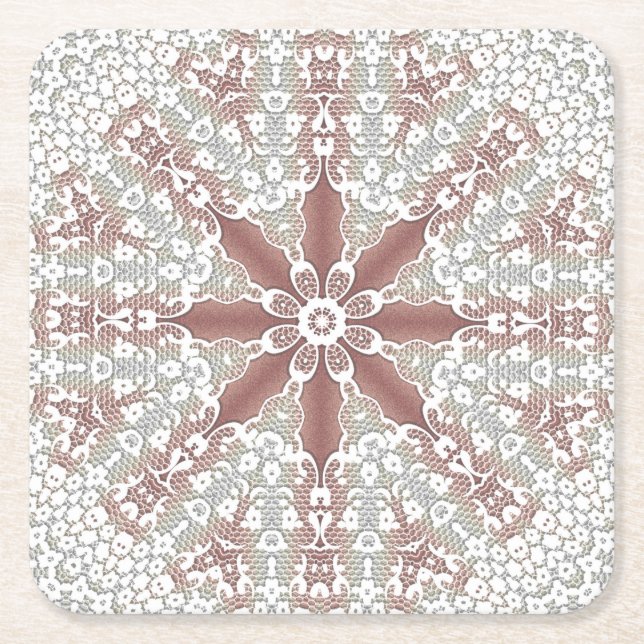 Eleganter White Lace Floral Paper Untersetzer (Vorderseite)