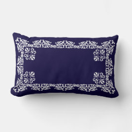 Eleganter White Lace Vector auf Navy Blue Lendenkissen