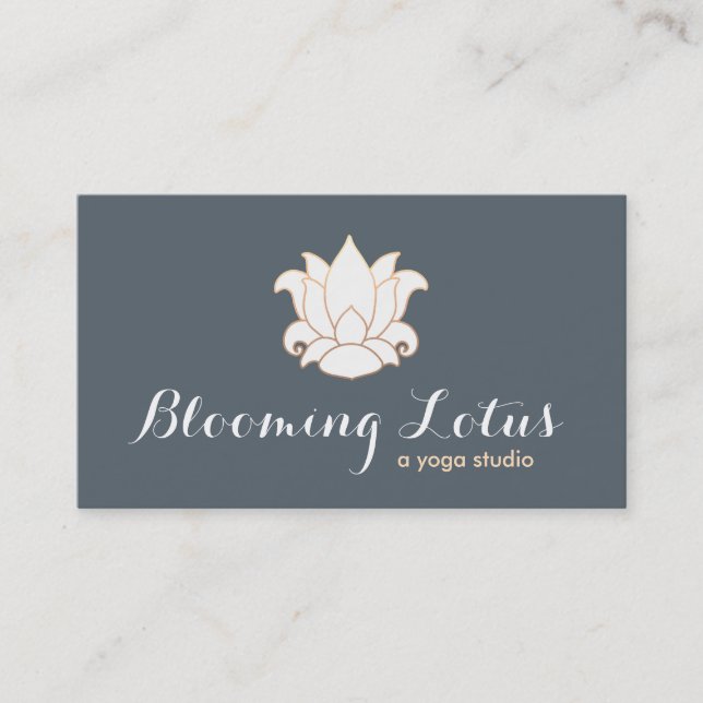 Eleganter White Lotus Yoga und Meditation Lehrer Visitenkarte (Vorderseite)