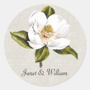 Eleganter White Magnolia Wedding Umschlag Aufklebe Runder Aufkleber
