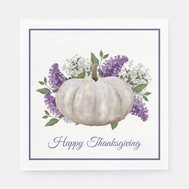 Eleganter White Pumpkin Erntedank Paper Napkin Serviette (Vorderseite)
