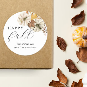 Eleganter White Pumpkins Happy Fall Erntedank Runder Aufkleber