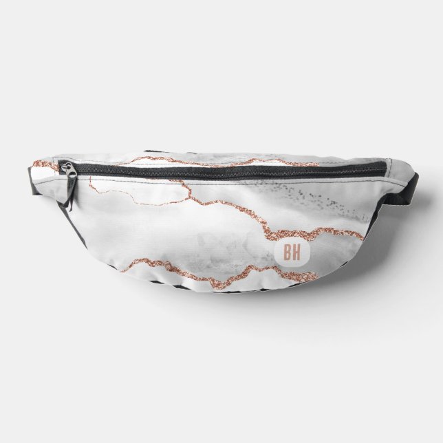 Eleganter White Rose Gold Glitzer Agate Marble Bauchtasche (Ablage )