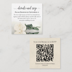 Eleganter White Rose Wedding Details & UAWG QR Cod Begleitkarte