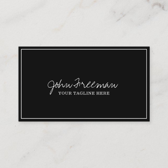 Eleganter White Script Black Notary Signing Agent Visitenkarte (Vorderseite)