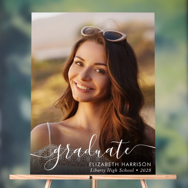 Eleganter White Script Foto Overlay-Abschluss Acrylschild (Neutral)