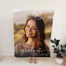 Eleganter White Script Foto Overlay-Abschluss Fleecedecke