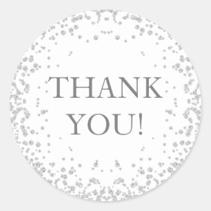 Eleganter White Silver Diamond Glitzer Vielen Dank Runder Aufkleber