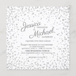 Eleganter White Silver Diamond Glitzer Wedding Einladung