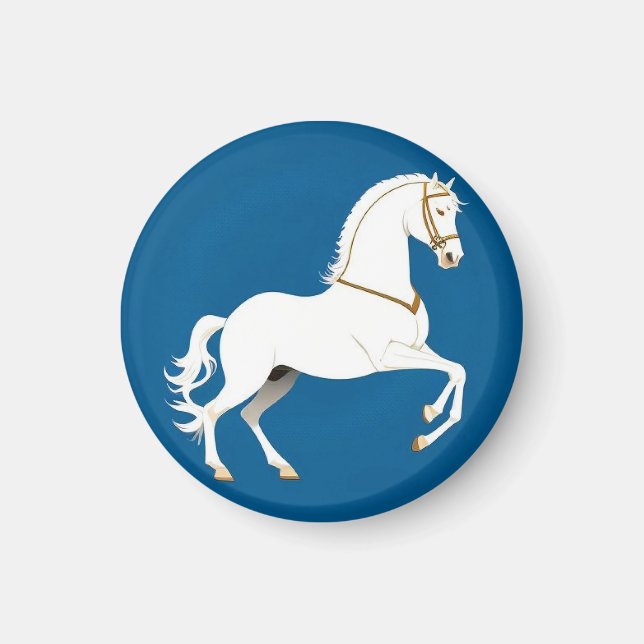 Eleganter White Stallion Illustration Magnet (Vorne)