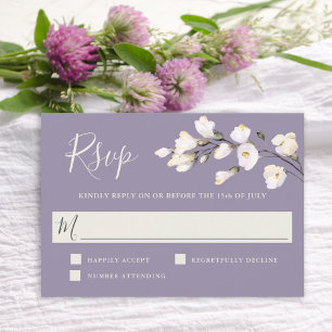 Eleganter White Watercolor Floral Lavender UAWG RSVP Karte