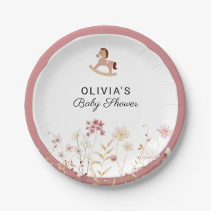 Eleganter Wildblumen-Chic Floral Boho-Babyshower Pappteller