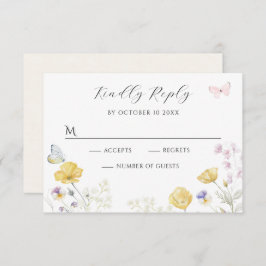 Eleganter wilder Blütenschmetterling RSVP Karte