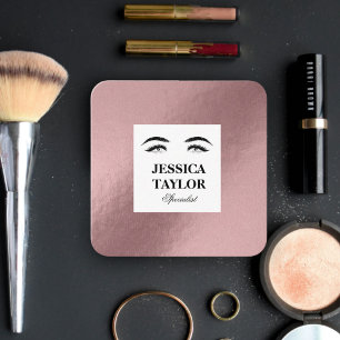 Eleganter Wimpernschlag, goldfarbener Rosa Quadrat Quadratische Visitenkarte