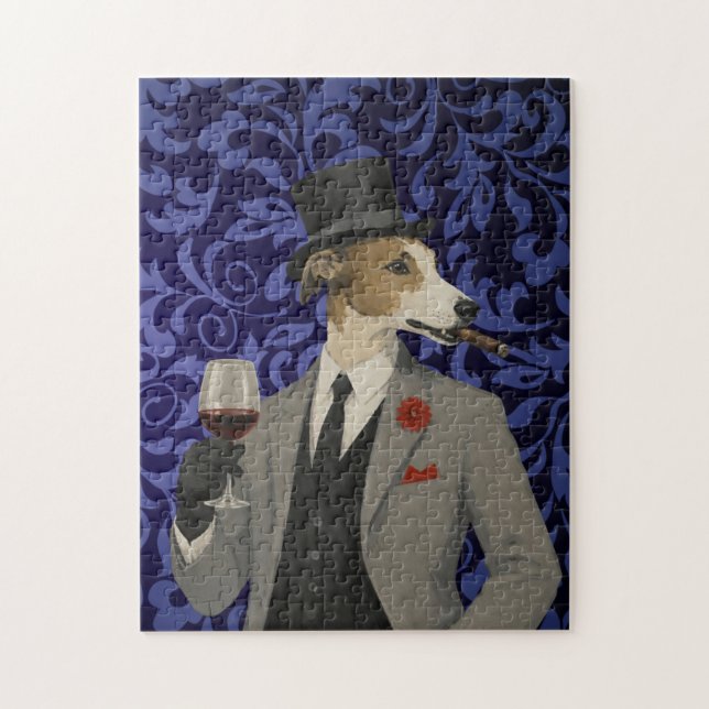Eleganter Windhund-Gentleman im Anzug Puzzle (Vertikal)