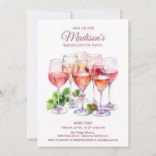 Eleganter Wine Glass Junggeselinnen-Abschied Einladung