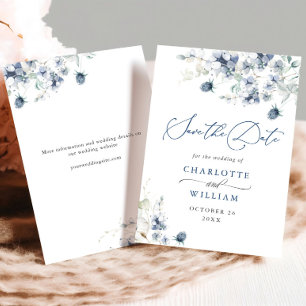 Eleganter Winter Blue Foliage Boho Wedding QR-Code Save The Date