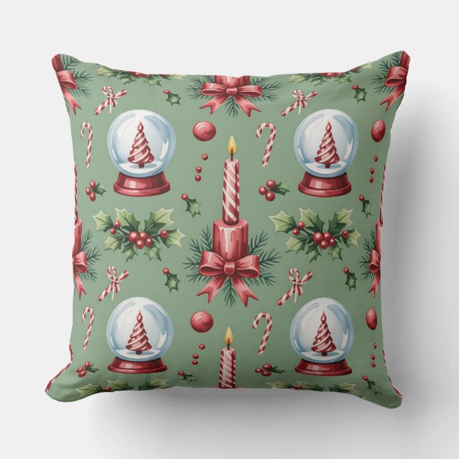 Eleganter Winter Botanisches Weihnachtskissen Kissen (Vorderseite)