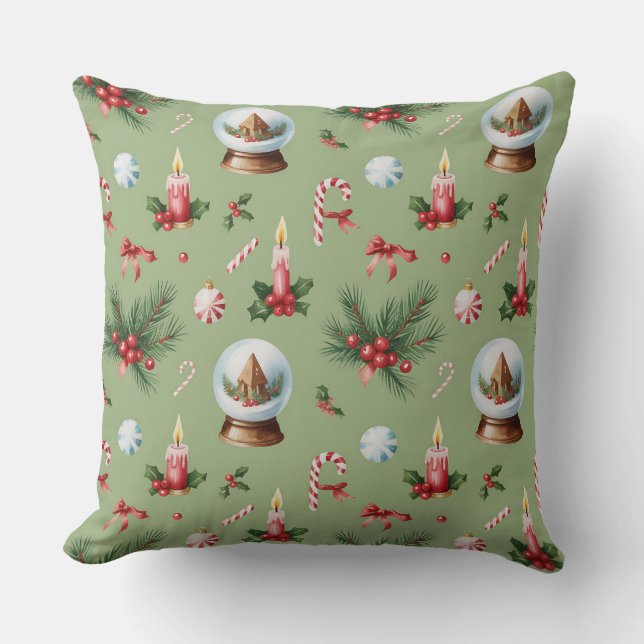 Eleganter Winter Botanisches Weihnachtskissen Kissen (Vorderseite)