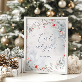 Eleganter Winter Dusty Blue Snow Cards und Geschen Poster