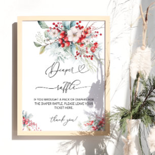 Eleganter Winter Floral Baby Duschdusche Windeln R Poster