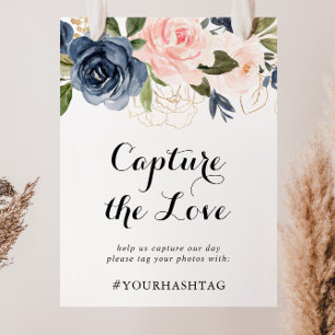 Eleganter Winter Floral Capture the Liebe Hashtag Poster