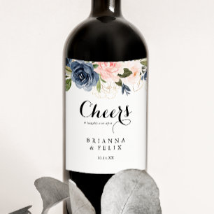 Eleganter Winter Floral Cheers Wedding Wine Labels Weinetikett