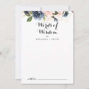 Eleganter Winter Floral Wedding Words of Weisheit Hinweiskarte