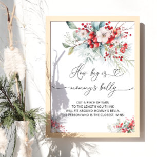 Eleganter Winter Floral Wie groß ist Mama's Bauch Poster