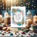 Eleganter Winter Frame Isaiah Verse Christlich Folien Feiertagskarte<br><div class="desc">Christliche Urlaubskarte mit einem eleganten Winterthemenrahmen aus Pinecones, Kiefernästen und Bändern. Gold-Folie-Schriftzüge aus dem Buch Jesaja in der König James-Heilige Bibel: Isaiah 9:6 - "Für uns ist ein Kind geboren, für uns ist ein Sohn gegeben: und die Regierung wird auf seiner Schulter stehen: und sein Name wird Wunderbar heißen, Counselor,...</div>