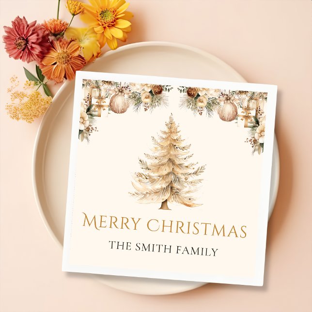 Eleganter Winter Gold Weihnachtsbaum Serviette (Von Creator hochgeladen)